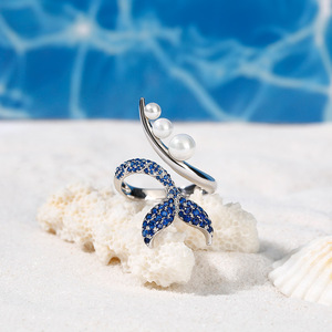 Bague éternité Jeulia Dancing by the Moonlight en argent sterling avec fausses perles et motif queue de sirène - Product Image 6