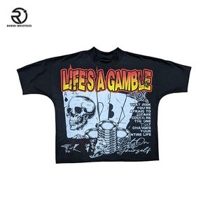 100% algodón de gran tamaño Boxy Shirt DTG Print Acid Wash Effect Mock-Neck Drop Shoulder Casual Loose Heavyweight Camiseta para hombre - Product Image 1