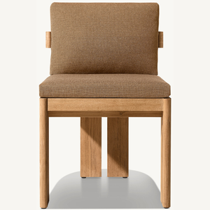 Chaise en teck sans accoudoirs, idéale pour se détendre en extérieur, comme sur la terrasse ou dans le jardin, équipée de mousse souple. - Product Image 6