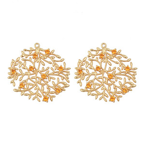 Conectores de piedras preciosas de citrino chapados en oro Pequeño árbol floral Estilo de vida Pendiente Par Juego de puntas DIY Joyería hecha a mano Colgantes Encantos - Product Image 1