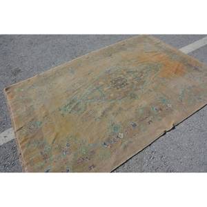 Alfombra Turca Vintage de 5,1x7,6 Pies, Diseño de Retales Rectangulares, Material de Lana Verde Naranja, Respaldo de Látex para Habitación de Pasillo - Product Image 4