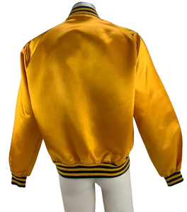 OEM chaqueta de béisbol de satén de alta calidad para mujer cuello vuelto recortado estilo Letterman bordado genuino corto transpirable - Product Image 6