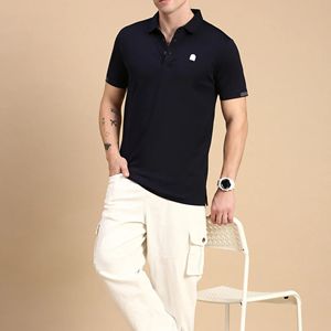 Tissu en polyester/coton tricoté bicolore de haute qualité, personnalisé, anti-boulochage, confortable, manches courtes - Product Image 4