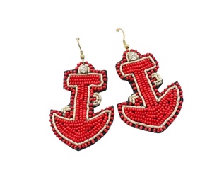 Boucles d'oreilles Anchor Statement pour femmes Fashion Perlé Broderie Perles avec Perle Artisanat par MD Factory - Product Image 1