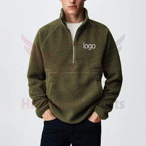 Venta al por mayor de sudadera con media cremallera logotipo personalizado bordado streetwear cuello alto High Street Tallas grandes camisas de hombre de Pakistán - Product Image 4