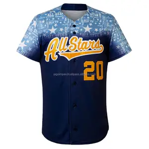 Benutzer definierte Stickerei Sublimation Hochwertige Herren Baseball Jersey Button Down Shirts Aktive Team Sport uniformen