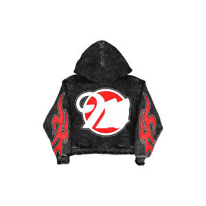 Survêtement molletonné très vendu, effet délavé à l'acide, avec strass, 100% coton, molleton surdimensionné, coton lourd, personnalisé, basique - Product Image 4