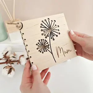 Personalized wooden greeting card with engraved personal lettering mother's day gift birthday gift.
