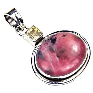 Pendentif en or 14 carats avec rhodochrosite et citrine, perle d'eau douce en argent 925, zircon, design géométrique tendance, plaqué rhodium pour femmes - Product Image 1