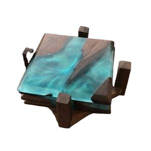 Best Quality Customize <b>Coaster</b> Kitchen Dining <b>Coasters</b> Wood <b>Coaster</b> <b>Teal</b> Resin Resin Wood for Home and Office Uses - Product Image 1