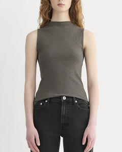 Camiseta sin Mangas de Canalé para Mujer, Precio al por Mayor, 100% Algodón, Nueva, Lisa, sin Mangas, Holgada, para Uso Diario, Lavable, Cómoda, Tejida - Product Image 1