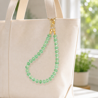 Cordon de lunettes en perles vert jade fait main, lanière de masque, porte-badge, porte-clés, cordon de téléphone minimaliste, accessoires perlés, cadeau