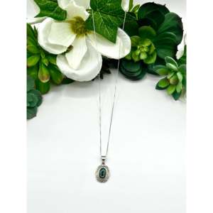 Collier pendentif artisanal Navajo Sonoran en or, turquoise et platine, serti de breloques en or rose, avec technologie d'incrustation - Product Image 1