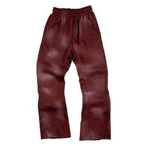Pantalones de chándal acampanados lavados Pantalones de chándal de algodón pesado, ajuste de gran tamaño OEM Fábrica al por mayor. - Product Image 3
