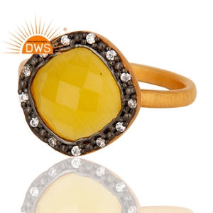 Meilleure vente en argent Sterling naturel jaune pierre de lune et pierre précieuse Cz bague empilable bijoux pour femmes cadeau pour elle - Product Image 2