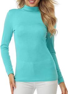 Camiseta de manga larga de cuello alto para mujer 100% algodón 160gsm OEM Bangladesh - Product Image 4