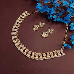 Conjunto de joyería India Floral Rhinestone cristal gargantilla collar tradicional nupcial venta al por mayor pendiente colgante para mujer, Goldl - Product Image 2