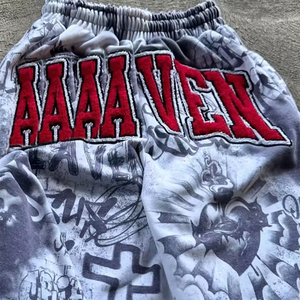 Ensemble pantalon et sweat à capuche en molleton épais en coton français, fermeture éclair, poids lourd, 100% coton, impression personnalisée DTG sur toute la surface, vente chaude - Product Image 3