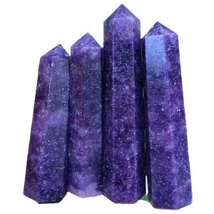 คริสตัลรูปดาวเลอิโดไลต์จากหอแกะสลักด้วยมือทำจากหินอัญมณีสีเข้มสำหรับตกแต่งบ้านงานฝีมืออื่นๆ - Product Image 1