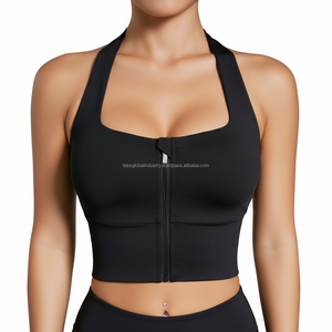 Zip Front Women Sports <b>Bra</b> High Neck Fitness Yoga <b>Bra</b> Custom Summer Gym Wear - Product Image 1