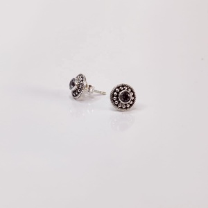 Vintage Blue Topaz <b>Silver</b> <b>Stud</b> Earrings Small Unisex Sterling <b>Silver</b> for Wedding Party Anniversary Lover's Shape <b>Studs</b> Gift - Product Image 2