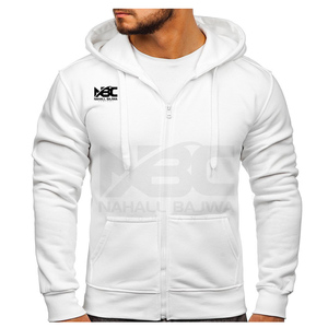 Sweat à capuche unisexe gris clair surdimensionné à fermeture éclair en tissu polaire adapté à l'hiver avec motif uni imprimé sur mesure fabriqué au Pakistan - Product Image 5