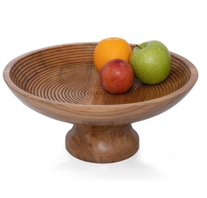Tazón de ensalada de frutas multiusos de estilo vintage, cuencos de madera maciza de mango para fiestas a bajo precio. - Product Image 4