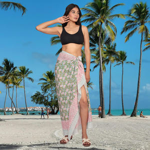 Beautiful Hand Block Printed Cotton Sarong Floral Print Pareo Beach Cloth for Women Bikini <b>Cover</b> Body Neck <b>Swimsuit</b> <b>Cover</b> <b>Ups</b> - Product Image 4