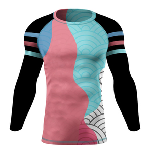 Rashguard de sublimation MMA à manches longues en polyester/spandex, séchage rapide, respirant, pour fitness et course à pied, col rond, pour hommes, Raccoon Sports - Product Image 3