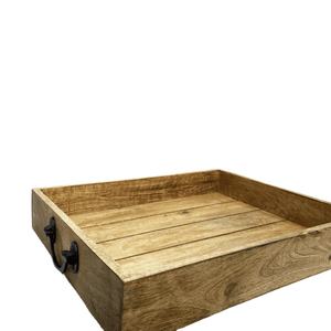 Bandeja de servicio moderna con mango de metal bandeja de mesa decorativa utilizada para el hogar Hotel restaurantes té y café bandejas de madera para servir - Product Image 1