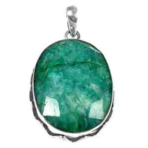 Collier pendentif taille émeraude en argent 925, serti clos, style classique, unisexe, pour usage quotidien - Product Image 1