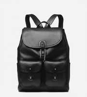 Sac à dos unisexe noir en cuir véritable avec fermeture éclair, tendance, écologique, léger, grande capacité 20-35L, vintage, en coton grainé souple