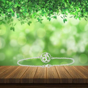 ARIHANT GEMS & JEWELS Pulsera Unisex Rakhi con Dije Fino de Plata de Ley Om - Product Image 3