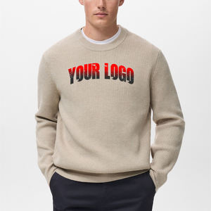 OEM/ODM Pull ras du cou 100% coton à manches longues couleur unie vêtements d'hiver chauds chandails tricotés pour hommes - Product Image 6