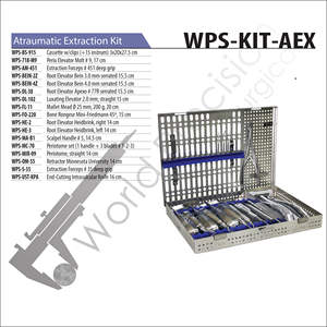 Kit d'instruments d'extraction dentaire manuels avancés et non traumatiques World Precision Surgical WPS-KIT-AEX, certifié CE Classe I, 15 instruments, 5 mors - Product Image 5