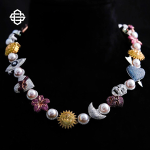 สร้อยคอไข่มุกมอิสซาไนต์สุดหรูเครื่องประดับนำโชคแบบออกแบบได้ตามต้องการสำหรับผู้ชายและผู้หญิงเครื่องประดับโซ่แบบคิวบาสุดอินเทรนด์ - Product Image 6