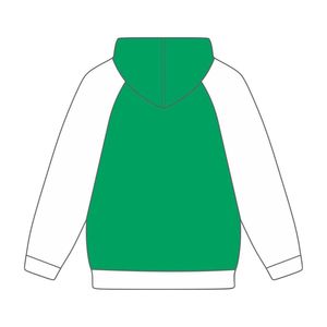 Felpa con cappuccio verde con maniche Raglan bianche nera civica e professionale per organizzazione di abbigliamento personalizzato - Product Image 3