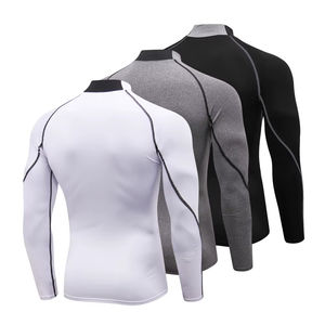Chemise de course à col roulé à compression pour hommes, haut de fitness élastique à séchage rapide, vêtements de sport athlétiques pour entraînement sportif - Product Image 6