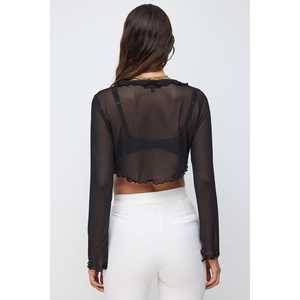 Blouse décontractée d'automne avec logo brodé, décoration en dentelle sur le devant, polyester, coupe classique, pour les fêtes - Product Image 6