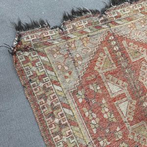 Turkish Rug, 3.9x10.5 ft <b>Runner</b> Vintage Rug, <b>Red</b> Brown Polka dot Rug - Product Image 5