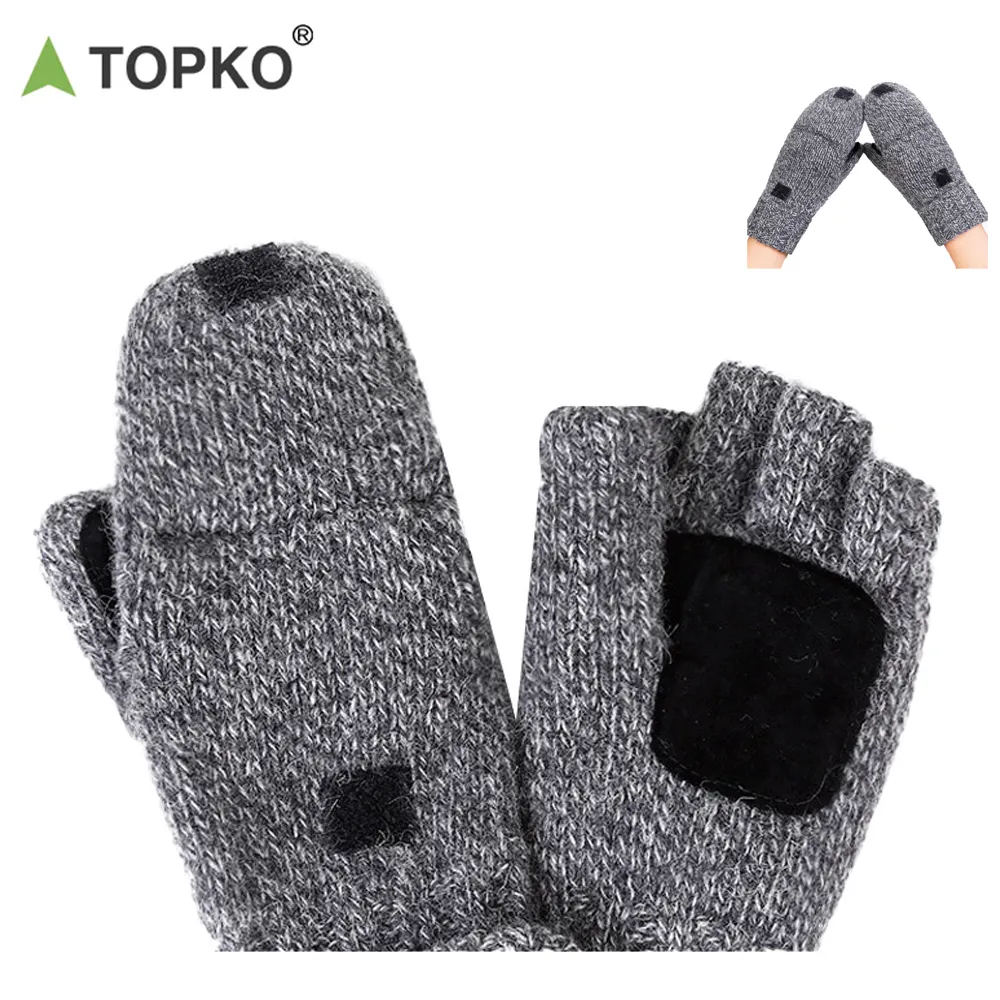 Topko Gebreide Half Vinger Flip Handschoenen Man Vrouwen Winter Flip Handschoenen Vingerloze Texting Gebreide Flip Handschoenen