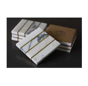 Napperon en laiton avec épissage de marbre créatif Dessous de verre rond Personnaliser Tasse Dessous de verre top tendance Produit de vente chaud - Product Image 6