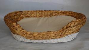 Casa de mascotas moderna hecha a mano con patrón de animales con estilo, cojín de tela tejida de jacinto de agua sostenible, muebles ecológicos para mascotas - Product Image 2