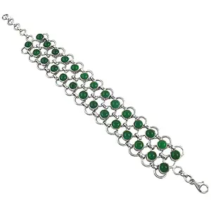 Women's Silver Green Beaded <b>Bracelet</b> with Garnet and Quartz <b>Jade</b> Material Gold Plated for Daily Wear and Gifts - Product Image 3