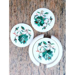 Marble Dust <b>Coaster</b> <b>Set</b> Custom Size Luxury Marble Stone & Metal Inlay Cup <b>Coaster</b> for Tea or Coffee From Indian Manufacturer - Product Image 6