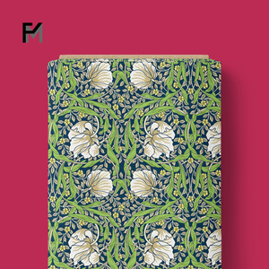 Tela de Algodón Suave Finemore 2025, Personalizada OEM ODM, Diseño William <span class=keywords><strong>Morris</strong></span> Vintage con <span class=keywords><strong>Flores</strong></span> Verdes, Follaje Naranja y Rojo, para Mujer - Product Image 4