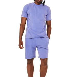 Ensemble Streetwear été 100% coton pour hommes T-shirt et short surdimensionnés à col rond Logo personnalisé Style décontracté respirant - Product Image 1