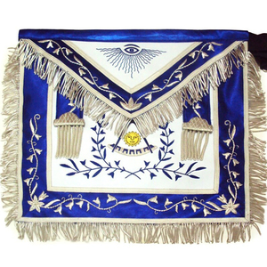 Kit de delantal de cuero Masonic Past Master de alta calidad Borde de seda azul con Silver Regalia - Product Image 1