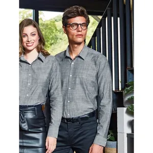 เสื้อโปโลผู้ชาย Premier รุ่นคลาสสิค แขนสั้น ปกคอพับ ผ้าฝ้ายระบายอากาศ ทรงสลับลาย Chambray เหมาะสำหรับงานส่งเสริมการขายขององค์กร ใช้ได้ทุกฤดูกาล - Product Image 3
