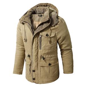 Abrigo de Invierno para Hombre, Cálido, Ecológico, Transpirable, Impermeable, Grueso, con Capucha, Cortavientos, Acolchado de Poliéster, Forro de Lana, Estilo Casual, Animal - Product Image 1